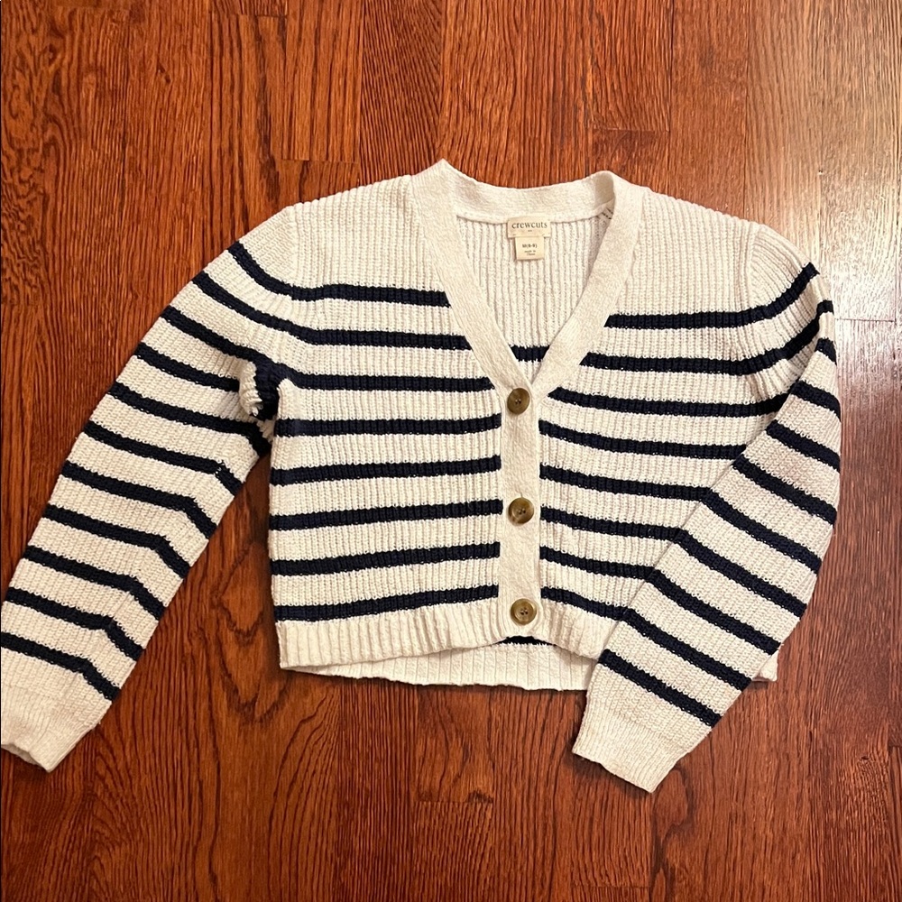 Crewcuts Navy and Cream Striped Cardigan